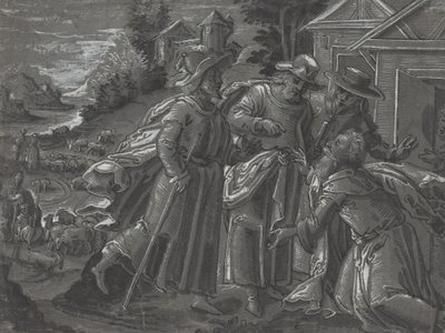 Abraham underhåller änglarna [verso], ca. 1600. av Unbekannt