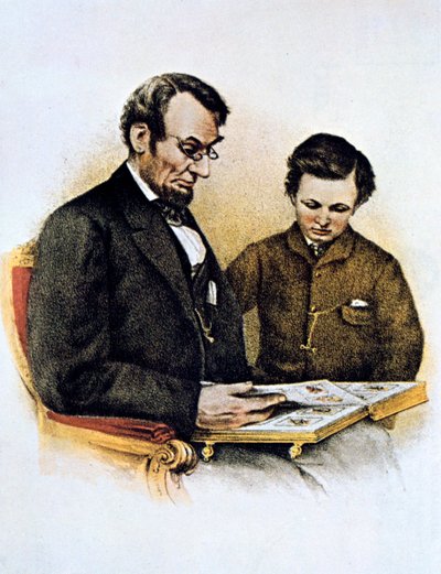 Abraham Lincoln och hans son Tad, 9 februari 1864 av Unbekannt