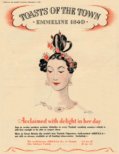 Hyllad med förtjusning i sin tid, Toasts of the Town - Emmeline 1840, 1940 av Unbekannt