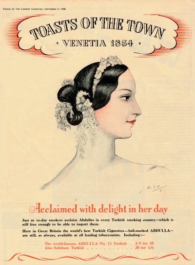 Hyllad med förtjusning i sin tid, Toasts of the Town - Venetia 1854, 1940 av Unbekannt