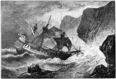 Amiral Somers kör sitt skepp i land, Bermuda, 1609 c1880 av Unbekannt