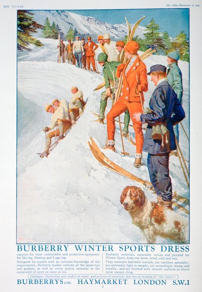 Annons för Burberry vintersportklänning, 1928 av Unbekannt