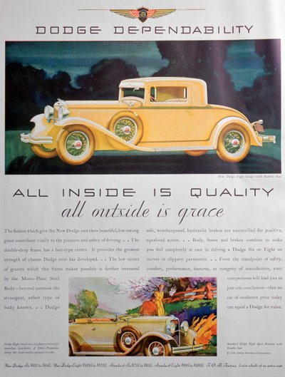 Annons för Dodge-bilar, 1931 av Unbekannt