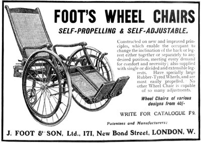 Annons för Foots rullstolar, 1910 av Unbekannt