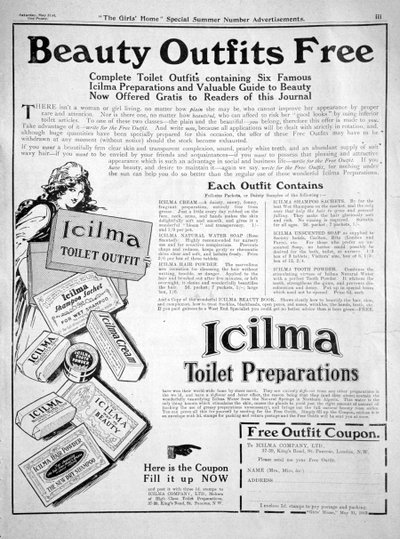 Annons för Icilma toalettpreparat, 1913 av Unbekannt