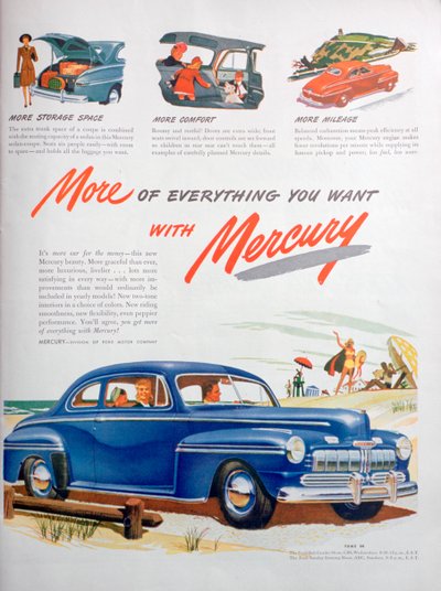 Annons för Mercury-bilar, 1946 av Unbekannt