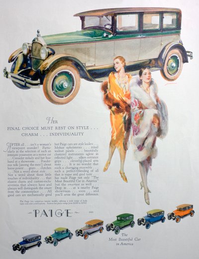 Annons för Paiges bilar, 1927 av Unbekannt