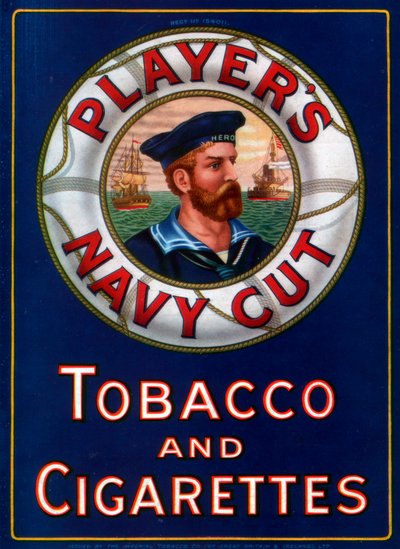 Annons för spelare Navy Cut Tobacco and Cigarettes, 1923 av Unbekannt