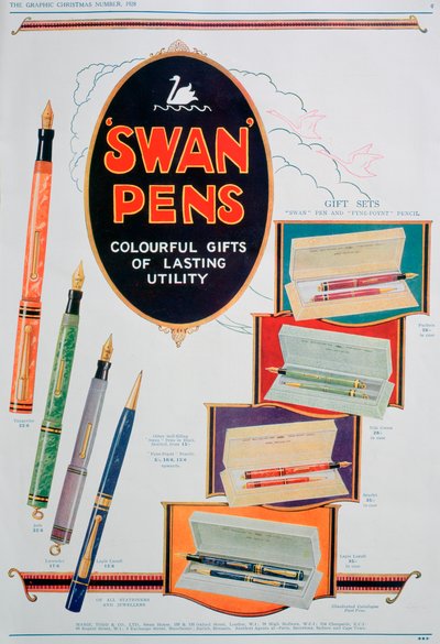 Annons för Swan-pennor, 1928 av Unbekannt