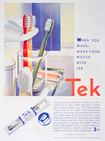 Annons för Tek-tandborstar, av Johnson och Johnson, 1931 av Unbekannt