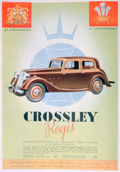 Annons för Crossley Regis-bilen, 1935 av Unbekannt
