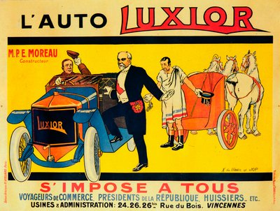Annons för Luxior-bilar, c1912-1914 av Unbekannt