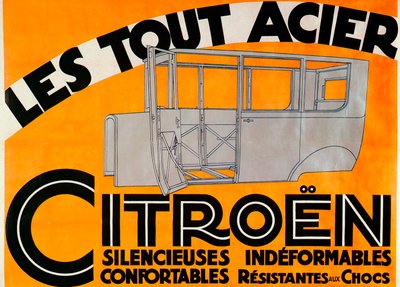 Annons för Citroen-bilar i helt stål, c1924 av Unbekannt