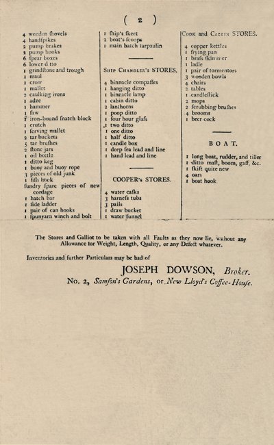 Annons för försäljning av Candle på Lloyds, 1796, 1928 av Unbekannt