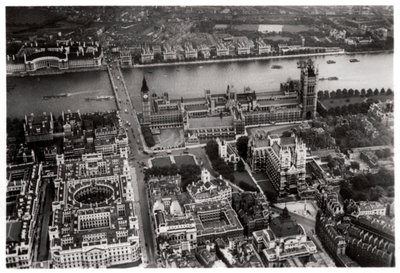 Flygfoto över Westminster, London, från en Zeppelin, 1931 1933 av Unbekannt