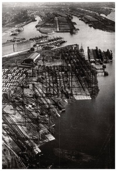 Flygfoto över Bremer Vulkan-varvet, Bremen, Tyskland, från en Zeppelin, c1931 1933 av Unbekannt