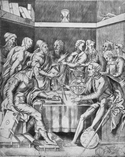 Agrippa instruerar sina elever matematiskt, 1553, 1936 av Unbekannt