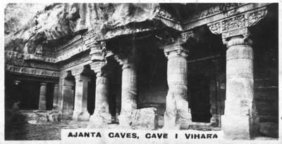 Ajanta-grottorna, Vihara, Maharashtra, Indien, c1925 av Unbekannt