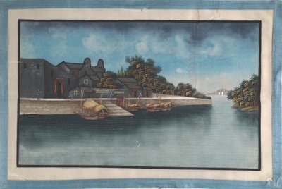 Album som innehåller tolv målningar av scener längs en flod, 1800-talet. av Unbekannt
