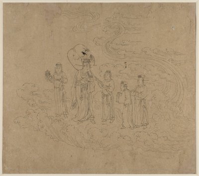Album med daoistiska och buddhistiska teman: Procession of Daoist Deities: Leaf 10, 1200-talet. av Unbekannt