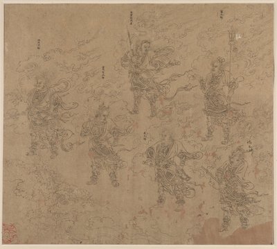 Album med daoistiska och buddhistiska teman: Procession of Daoist Deities: Leaf 16, 1200-talet. av Unbekannt