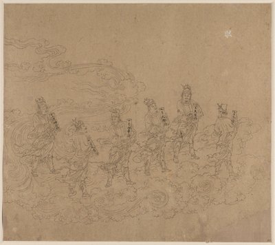 Album med daoistiska och buddhistiska teman: Procession of Daoist Deities: Leaf 24, 1200-talet. av Unbekannt
