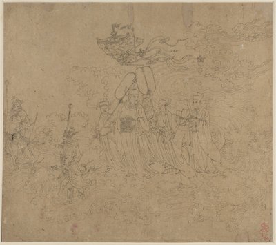 Album med daoistiska och buddhistiska teman: Procession of Daoist Deities: Leaf 6, 1200-talet. av Unbekannt