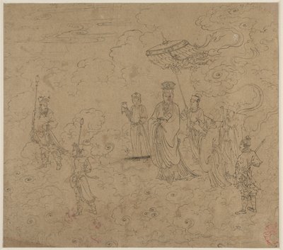 Album med daoistiska och buddhistiska teman: Procession of Daoist Deities: Leaf 8, 1200-talet. av Unbekannt