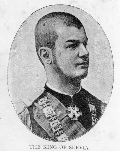 Alexander I, kung av Serbien (litho) av Unbekannt
