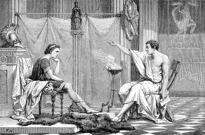 Alexander den store 356-323 f.Kr. som ung, lyssnade på sin lärare Aristoteles, c1875 av Unbekannt
