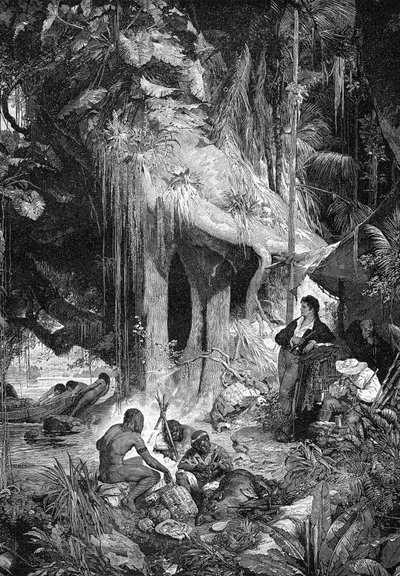 Alexander von Humboldt och Aimé Bonpland vid Orinocofloden, 1800-1804 1900 av Unbekannt