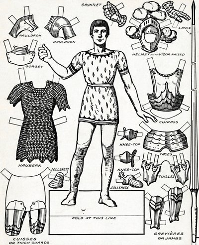 All The Gorgeous Panoply of A Knight med de olika delarna av hans rustning, c1934 av Unbekannt