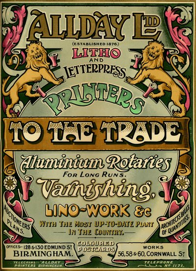 Allday Ltd - annons, 1907 av Unbekannt