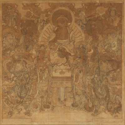 Amitabha Buddhas församling i det västra paradiset, sent 1700-tidigt 1800-tal. av Unbekannt