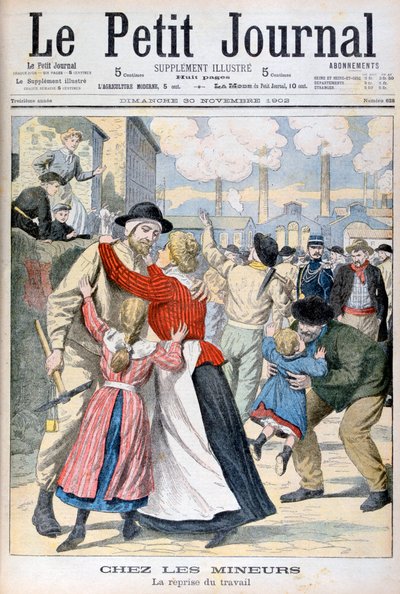 Bland gruvarbetarna återupptagandet av arbetet, 1902 av Unbekannt