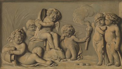 Amorini på spel en i ett par, 1770-90. av Unbekannt
