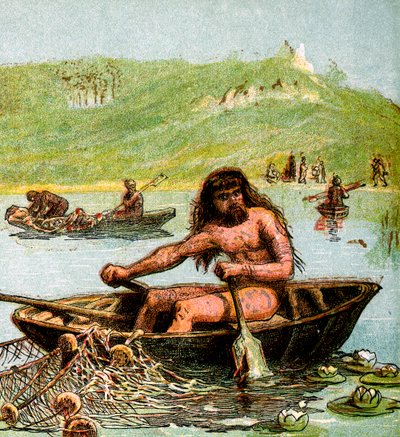 En forntida britt i sin båt, c1850 av Unbekannt