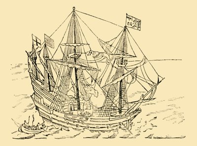 An English Ship in the Armada Fight, c1930. av Unbekannt