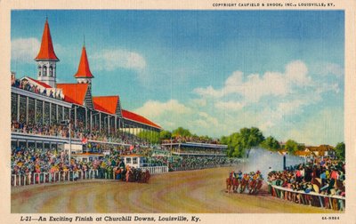 Ein spannendes Finale in Churchill Downs, Louisville, Ky, ca. 1940 von Unbekannt