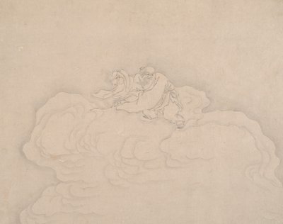 En odödlig på ett moln med ett par persikor, 1900-talet. av Unbekannt