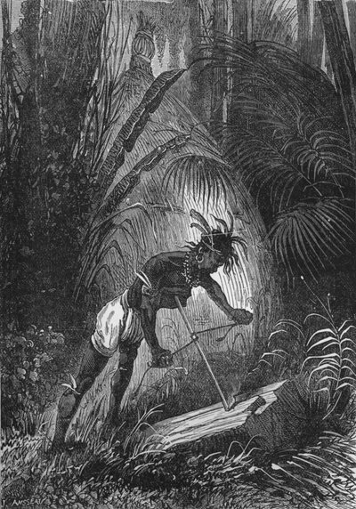 En indier som får eld genom friktion, 1894 av Unbekannt