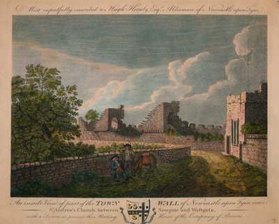 En vy från insidan av stadsmuren i Newcastle upon Tyne, c1760-90. av Unbekannt