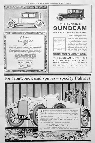 En annonssida i Illustrated London News, jul, 1920 av Unbekannt