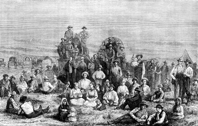 Ett läger av mormonomvändare i öknen, c1846 c1880 av Unbekannt
