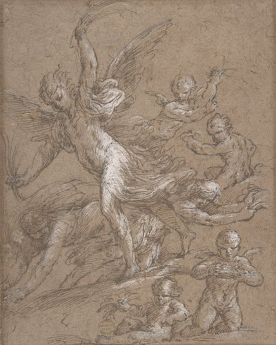 Änglar och Putti, 1600-talet. av Unbekannt