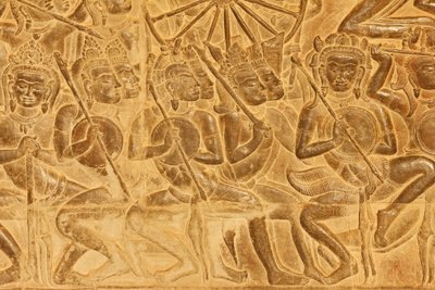 Angkor Wat Detalj av reliefskulptur från slaget vid Kurukshetra, Siem Reap, Kambodja av Unbekannt