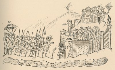 Anglosaxiska krigare närmar sig ett fort, 1908 av Unbekannt