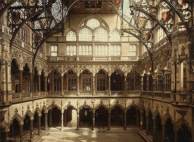 Antwerpen (Anvers). Interiörvy av börsen. Omkring 1900. Fotografering av Photoglob / Zürich av Unbekannt