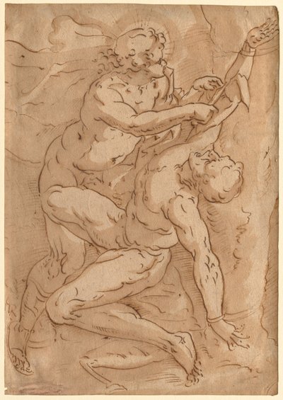 Apollo Flaying Marsyas recto Two Sketches of a Mother and Child verso, 1500-talet. av Unbekannt