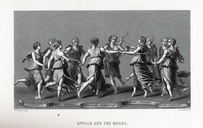 Apollo och muserna efter Giulio Romano, 1882 av Unbekannt